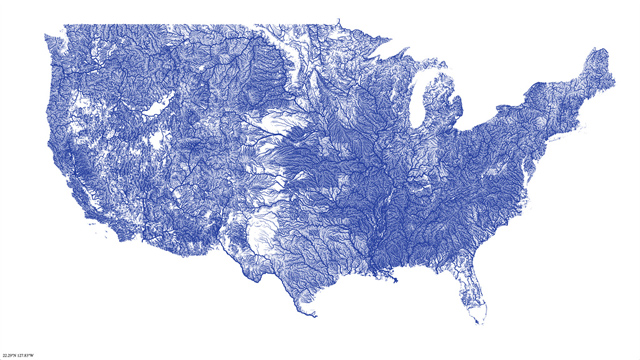 A Map of Every River in America by Nelson Minar