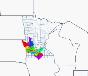 The Minnesota River Basin is made up of 12 Major Watersheds. For an interactive map and an explanation of this jargon, check out our “What is a Watershed, Anyway?” blog.