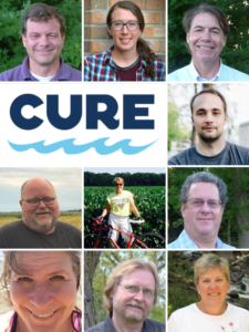 CURE logo & collage image of all 10 board members